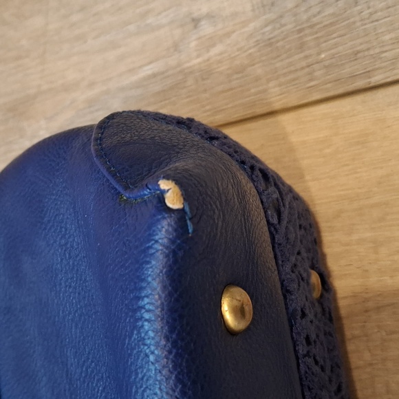 Darling Royal Blue Vegan Leather & Lace Overlay Purse Crossbody Bag - Picture 11 of 12